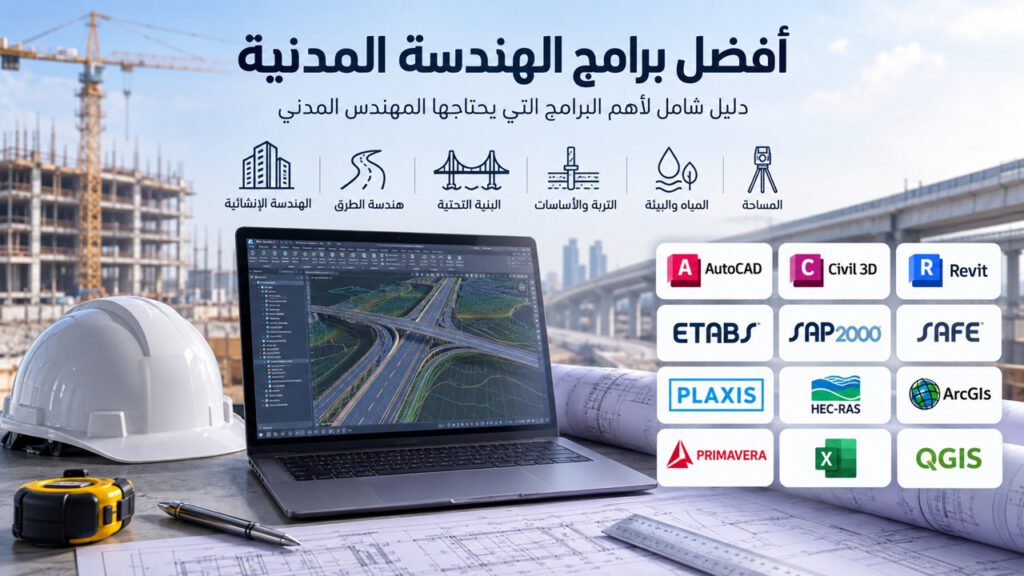 أفضل برامج الهندسة المدنية للطرق والإنشاءات والبنية التحتية وBIM وإدارة المشاريع