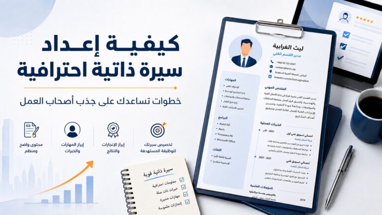صورة بارزة توضح كيفية إعداد سيرة ذاتية احترافية تجذب أصحاب العمل وتبرز المهارات والإنجازات