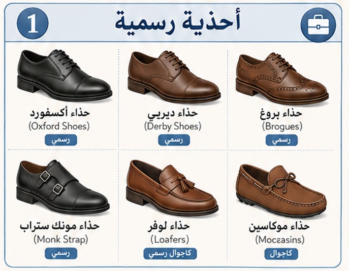 ملخص أسماء الأحذية الرسمية (Formal Shoes)