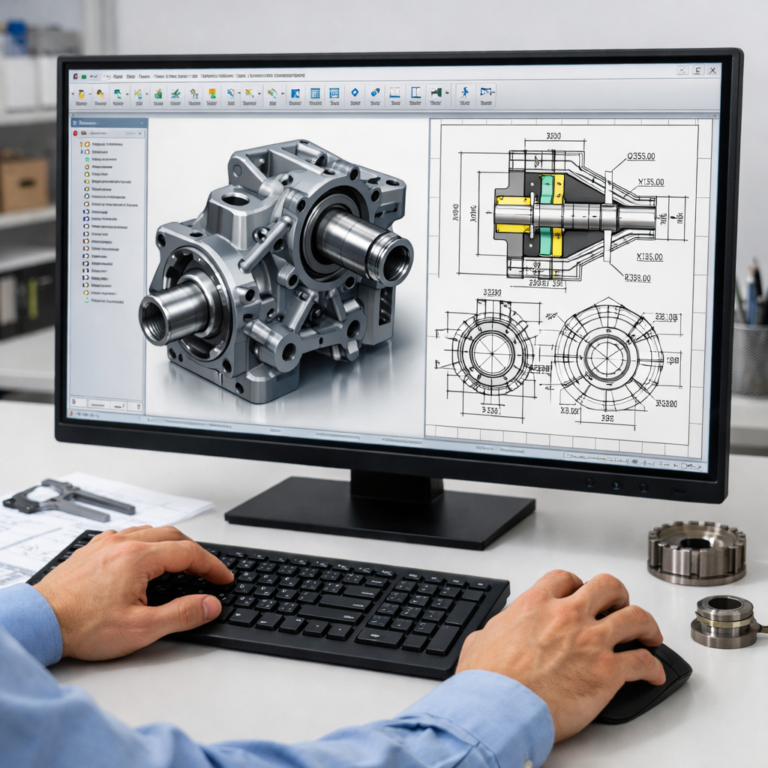 مهندس يستخدم برنامج تصميم بمساعدة الحاسوب (CAD) لتصميم قطعة ميكانيكية ثلاثية الأبعاد - كيف تصبح مهندسا ناجحا