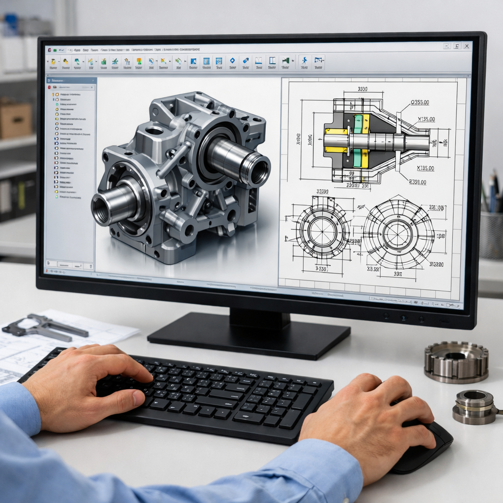 مهندس يستخدم برنامج تصميم بمساعدة الحاسوب (CAD) لتصميم قطعة ميكانيكية ثلاثية الأبعاد - كيف تصبح مهندسا ناجحا