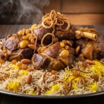 طبق المندي اليمني الأصيل باللحم والأرز البسمتي