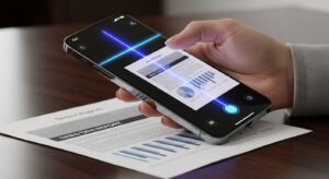 هاتف ذكي يقوم بمسح مستند ضوئياً بتقنية الليزر الرقمي
