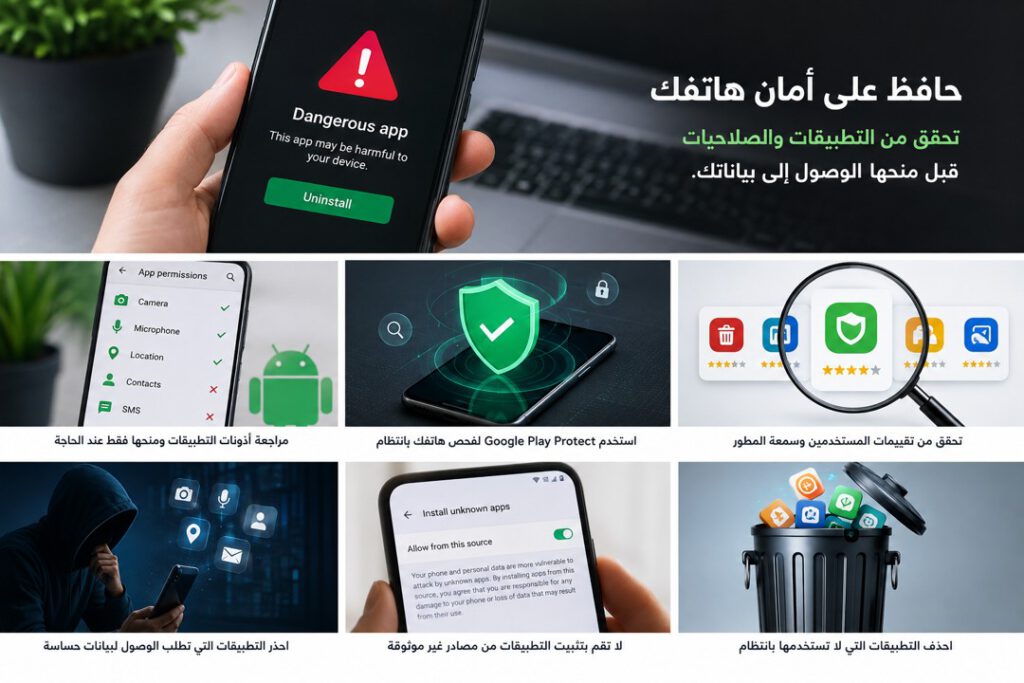 حماية هاتف أندرويد عبر مراجعة صلاحيات التطبيقات وGoogle Play Protect