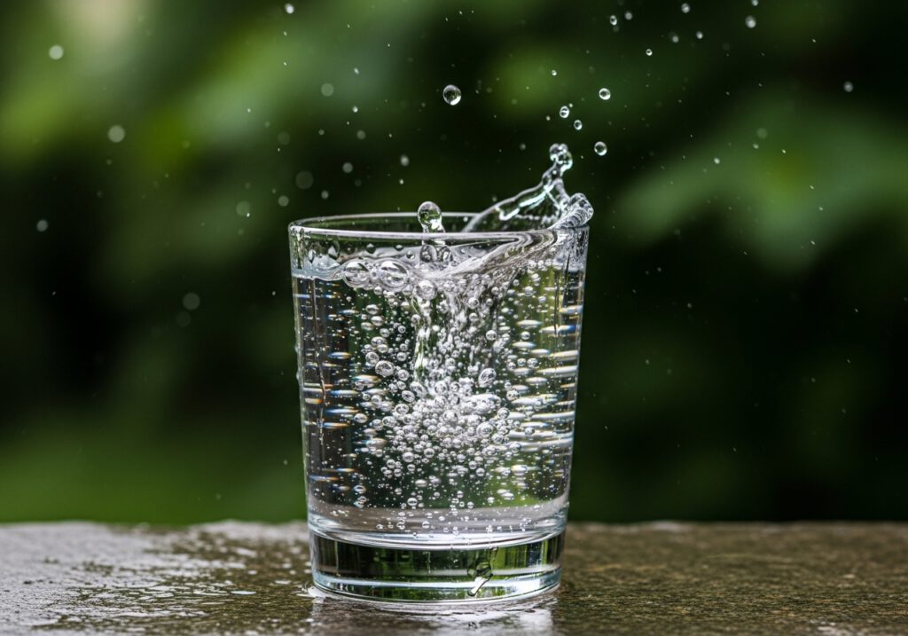 كوب من الماء الصافي يرمز لأهمية الماء كأصل للحياة في الإسلام -  دليل طعام الإنسان في القرآن والسنة