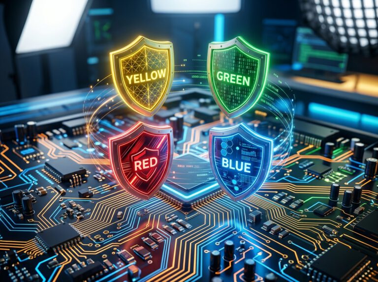 دروع حماية رقمية متعددة الألوان ترمز لأشهر برامج مكافحة الفيروسات دروع حماية رقمية متعددة الألوان ترمز لأشهر برامج مكافحة الفيروسات