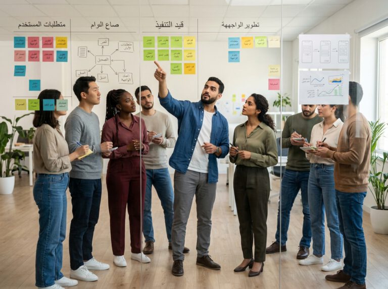 فريق هندسي يستخدم منهجيات الإدارة الرشيقة (Agile) في تخطيط المشاريع فريق هندسي يستخدم منهجيات الإدارة الرشيقة (Agile) في تخطيط المشاريع - كيف تصبح مهندسا محترفا.
