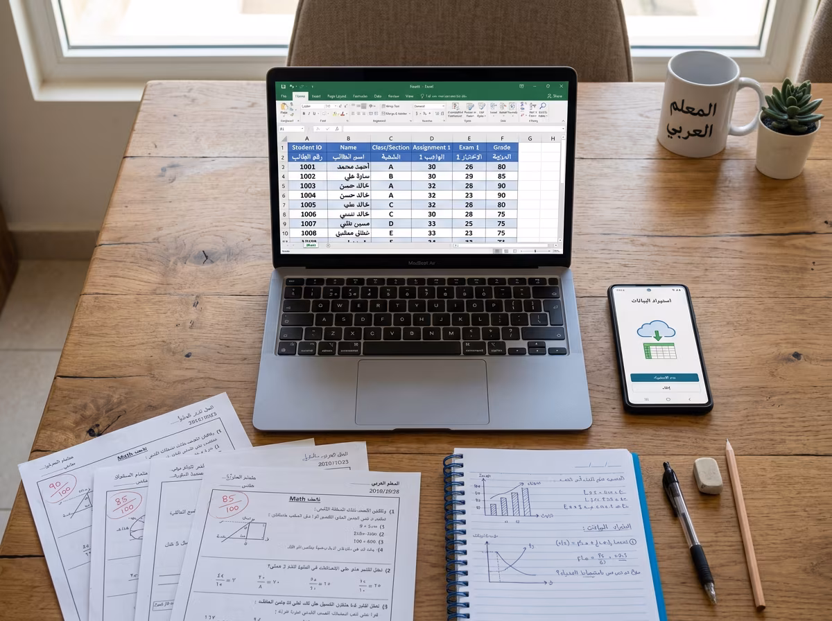 طريقة استيراد أسماء الطلاب من Excel إلى تطبيق مساعد المعلّم