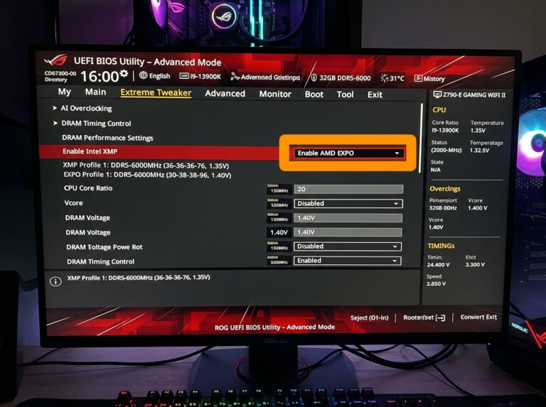 تفعيل ملف رفع سرعة الرام XMP أو EXPO من داخل إعدادات البيوس BIOS