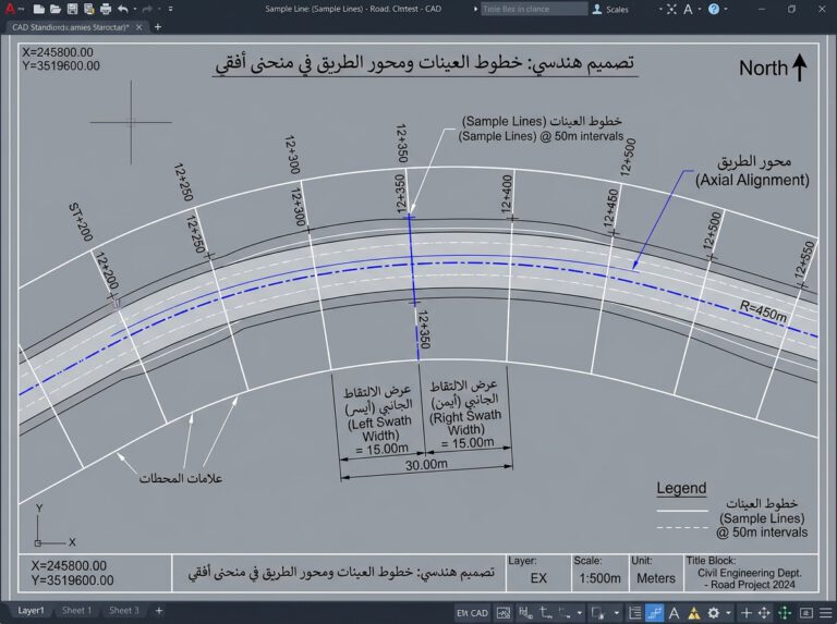 توزيع خطوط أخذ العينات Sample Lines على محور الطريق في برنامج السيفل ثري دي توزيع خطوط أخذ العينات Sample Lines على محور الطريق في برنامج السيفل ثري دي