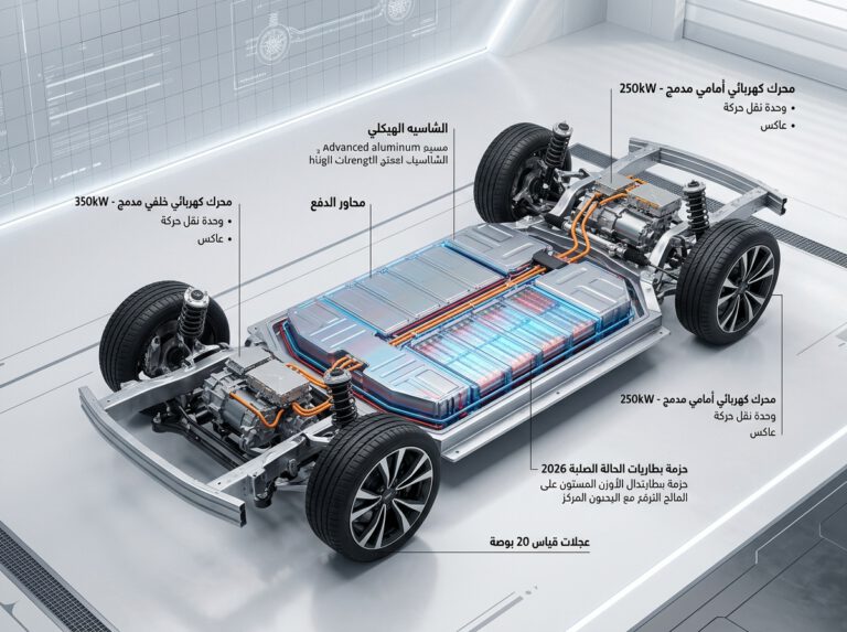 رسم هندسي ثلاثي الأبعاد يوضح بنية الشاسيه والبطارية في السيارات الكهربائية الحديثة - كيفية اختيار السيارة المثالية.
