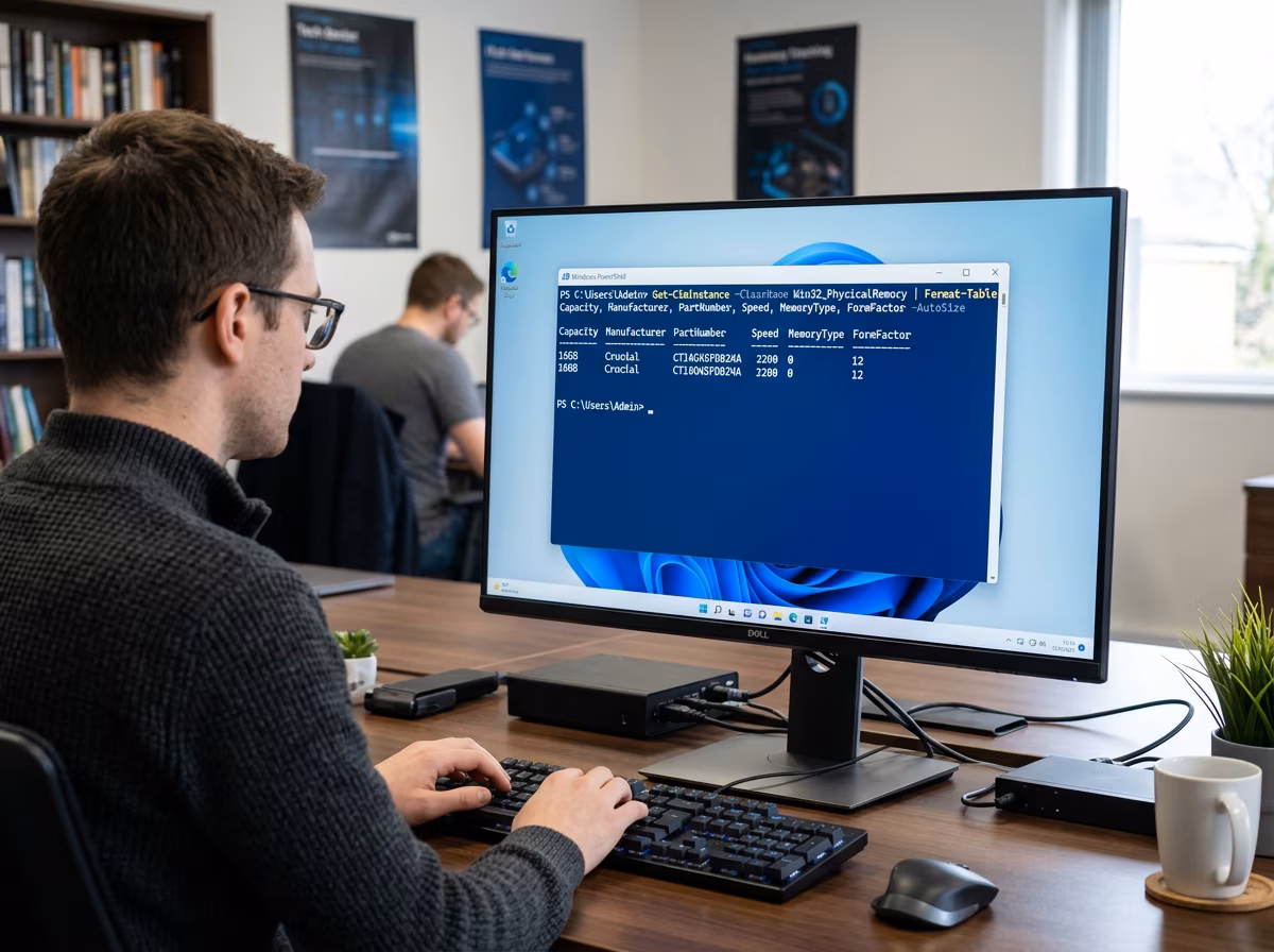 أمر فحص سرعة ومواصفات الرام بالتفصيل عبر ويندوز PowerShell