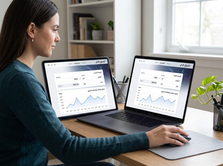 واجهة أداة كيف لتحويل الوحدات واختيار وحدتي الإدخال والإخراج